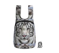 Zouey Zaino pieghevole in poliestere, portatile, riutilizzabile, ideale per viaggi e shopping, con cerniere, colore White Tiger.