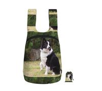 Zouey Zaino pieghevole in poliestere, portatile, riutilizzabile, ideale per viaggi e shopping, con cerniere, con stampa Bad Dog Border Collie.