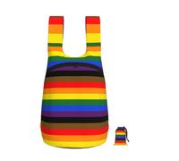 Zouey Zaino pieghevole in poliestere, portatile, riutilizzabile, ideale per viaggi e shopping, con cerniere e bandiera LGBT arcobaleno, simbolo dell'orgoglio gay.
