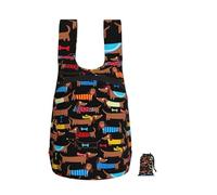 Zouey Zaino pieghevole in poliestere, portatile, riutilizzabile, ideale per viaggi e shopping, con cerniera, stampa I Love My Dog Dachshunds.