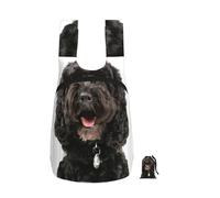 Zouey Zaino pieghevole in poliestere, portatile, riutilizzabile, ideale per viaggi e shopping, con cerniera, con stampa di un cucciolo di Cockapoo nero.