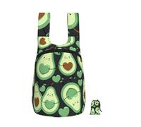 Zouey Zaino pieghevole in poliestere, portatile, riutilizzabile, ideale per viaggi e shopping, con cerniere e un grazioso motivo a cuore e avocado senza cuciture.