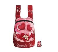 Zouey Zaino pieghevole in poliestere, portatile, riutilizzabile, ideale per viaggi e shopping, con cerniere. Buon San Valentino!