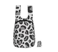 Zouey Zaino pieghevole in poliestere, portatile, riutilizzabile, ideale per viaggi e shopping, con cerniera e stampa leopardo delle nevi.