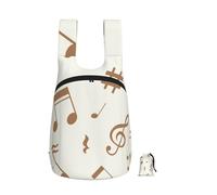 Zouey Zaino pieghevole in poliestere, portatile, riutilizzabile, ideale per viaggi e shopping, con cerniere e motivo a note musicali.