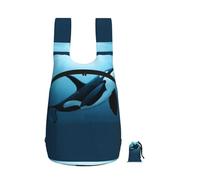 Zouey Zaino pieghevole in poliestere, portatile, riutilizzabile, ideale per viaggi e shopping, con cerniere, modello The Dreamer Orca.