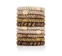ZOUIQSS Elastici per capelli da donna/ragazza, confezione da 10 fasce intrecciate, multicolore, per capelli spessi e ricci (marrone)