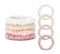 ZOUIQSS Elastici per capelli in 100% pura seta di gelso, 4 pezzi, nessun danno, elastici per capelli da donna, morbidi per la cura dei capelli (color carne)