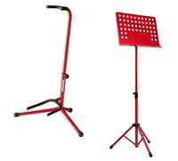 Zoundhouse - Set di 17 leggio per orchestra + supporto per chitarra, colore: Rosso