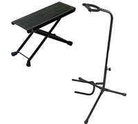 Zoundhouse - Set di 3 poggiapiedi + supporto per chitarra, colore: Nero