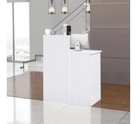 Zounghy Banco Reception Piccola 80 cm Scrivania Reception Legno Moderno Bancone Ufficio con Cassetti Chiudibili a Chiave e Ripiani Aperti per Parrucchiere, Centro Estetico, Negozio, Hotel e Ufficio