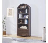 Zounghy Libreria a 5 Ripiani 70 cm, Estantería Alta de Madera Librería con 5 Estantes Abiertos y Armario con Puertas, Mueble para Salón, Dormitorio u Oficina, 70×30×177 cm