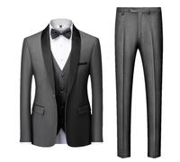 ZouoYYii Abito da Uomo 3 Pezzi - Slim Fit con Un Bottone E Collo A Scialle Giacca Gilet E Pantaloni Set per Affari Ballo Sposo Matrimonio