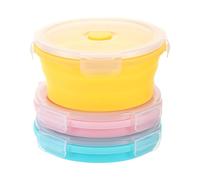 Zourglow 3 Pezzi Contenitori Pieghevoli per Alimenti 550 ml, Portable Pranzo del Silicone Rotondo, Set Contenitori Silicone per Alimenti Picnic Campeggio Ufficio