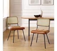 Zouron sedia da pranzo due pezzi (schiena di vigna),Sedia da pranzo moderna del Medioevo (gambe di metallo),Sedia da cucina (legno di gomma + cuscino in pelle imitata),Marrone