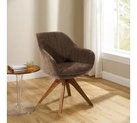 Zouron Sedia da pranzo (velore), Sedia girevole (piedi in legno), Sedia rilassata (con cuscini spessi), Style Vintage, marrone scuro