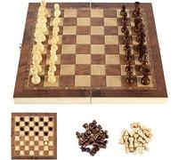 Zoutpy Scacchi - Scacchiera pieghevole in legno, 3 in 1, adatto per bambini e adulti (39 x 39 cm)