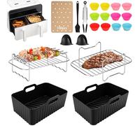 Zoutpy Set di accessori per friggitrice ad aria calda, 21 pezzi, accessori Airfryer per Ninja Foodi Dual Zone AF400EU AF300EU, Tower, Innsky, Princess e altri Dual Airfryer 7,6 L-9,5 L
