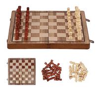 Zoutpy Set di scacchi - Set di scacchi da viaggio magnetico in legno pieghevole portatile, gioco internazionale di scacchi e donne, 2 in 1, per bambini, adulti (39 x 39 cm) (colore noce)