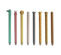 Zouwel Set di 8 penne in gel cancellabili, con motivo animale, punta da 0,7 mm, penna a sfera cancellabile con inchiostro termosensibile, per scuola e ufficio