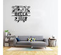 zouwii Targhe in metallo con cognome personalizzato Targhetta con cognome personalizzato Targhetta con nome di famiglia Targa in metallo con monogramma diviso Regalo di nozze personalizzato