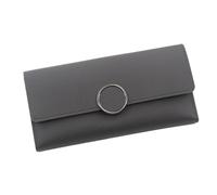 zouxangzz Portafoglio lungo da donna semplice tinta unita pochette tri-fold in pelle PU portamonete multi slot per schede, Grigio, M, Minimalista