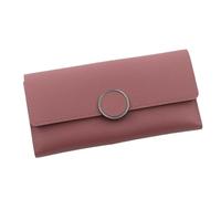 zouxangzz Portafoglio lungo da donna semplice tinta unita pochette tri-fold in pelle PU portamonete multi slot per schede, Rosso rosato, M, Minimalista