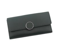 zouxangzz Portafoglio lungo da donna semplice tinta unita pochette tri-fold in pelle PU portamonete multi slot per schede, Verde, M, Minimalista