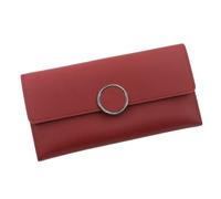 zouxangzz Portafoglio lungo da donna semplice tinta unita pochette tri-fold in pelle PU portamonete multi slot per schede, Rosso, M, Minimalista