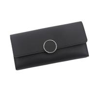 zouxangzz Portafoglio lungo da donna semplice tinta unita pochette tri-fold in pelle PU portamonete multi slot per schede, Nero , M, Minimalista