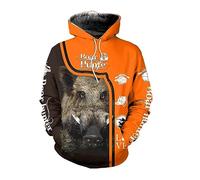Zouyeeph Unisex Caccia al Cinghiale Stampa 3D Felpa con Cappuccio Felpa da Cacciatore Giacca con Cerniera Tuta Harajuku Streetwear Capispalla