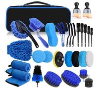 ZOVRIXIA Kit Pulizia Auto, 31 Pezzi Kit Lavaggio Auto, Set Pulizia Auto per Interni ed Esterni, Kit Detailing Auto con Spazzole, Spugne per Lucidatura, Pratica Borsa per Il Trasporto Inclusa