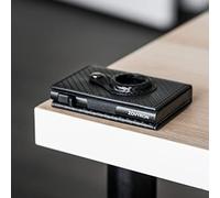 ZOVYRON Airtag Portafoglio da uomo Smart Wallet Slim Minimalista RFID Tasca Frontale Portafoglio con Airtag Holder Porta Soldi in Metallo, Fibra di Carbonio Nero, Minimalista