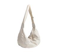 ZOVYRON Mezzaluna - Borsa a tracolla da donna, in nylon, a mezza luna, leggera, con tracolla larga regolabile, per viaggi, lavoro e uso quotidiano, Beige, medium