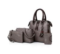 ZOVYRON Set di 4 borse da donna vintage in finta pelle, borsa a tracolla media, borsa a tracolla, pochette coordinate e porta carte di credito, combinazione organizzata per lavoro, quotidiano e viaggi