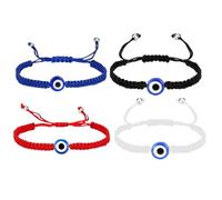 ZOWEXIQ 4 Pcs Bracciale Evil Eye Cinturino Regolabile Intrecciato a Mano Bracciale di Protezione Kabbalah, Bracciale Portafortuna, per la Protezione contro il Malocchio, Portafortuna