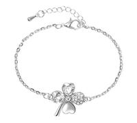 ZOWEXIQ Bracciale da Donna in Argento con Quadrifoglio, Quadrifoglio Bracciale, Bracciali Donna in Acciaio, Vita Portafortuna, per Braccialetti dell'amicizia, Regali per Donne