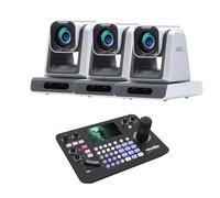 zowietek Controller PTZ ZowieKBD con LCD da 5'' a schermo quadruplo e rilevamento automatico delle telecamere + telecamera PTZ ZowiePTZ NDI con zoom ottico 25×, uscite HDMI, SDI e USB, live streaming