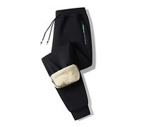 ZOXOZ Pantaloni Tuta Uomo Felpata Pile Fleece Foderato Cotone in Pile Lunghi Elastico Vita Jogger Comodi Termici Sportivi Pantaloni con Coulisse e Tasche Fitness Nero S