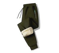 ZOXOZ Pantaloni Tuta Uomo Felpata Pile Fleece Foderato Cotone in Pile Lunghi Elastico Vita Jogger Comodi Termici Sportivi Pantaloni con Coulisse e Tasche Fitness Verde 3XL