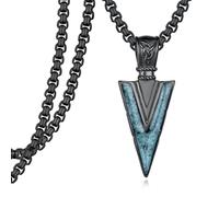 Zoxuxiwu Vikings, collana da uomo in argento Sterling S925 con turchese a forma di freccia, gioiello vichingo, regalo per uomini e donne