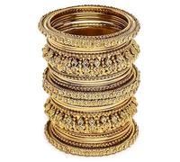 ZOXXIE FASHION Set di 26 eleganti braccialetti tradizionali da donna, placcati in oro anticato, 2-6, metallo, senza pietre preziose