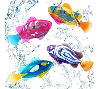 ZOYDP 4 Pezzi Robo Fish, Robofish Pez, Pesciolini Finti Che Nuotano Robot, Pesciolini Finti Che Nuotano per Bagnetto, Pesce Giocattolo Elettronico, Robot Pesce Attivato con Luci a LED