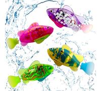 ZOYDP 4 Pezzi Robo Fish, Robofish Pez, Pesciolini Finti Che Nuotano Robot, Pesciolini Finti Che Nuotano per Bagnetto, Pesce Giocattolo Elettronico, Robot Pesce Attivato con Luci a LED