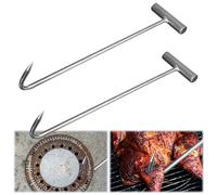 ZOYDP Sollevatore per Chiusini 2 Pezzi, 30cm Gancio per Sollevamento Tombino, Portatili Gancio a T per Tombino, Ganci per Canali per Chiusini e Appendi Carne