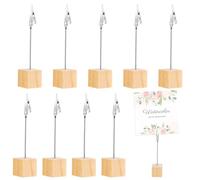 Zoyiancy Portafoto su piedistallo, 10 pezzi, supporto fotografico, clip in legno, asta porta foto con clip a coccodrillo e base in pino, porta foto, clip per matrimoni, uffici, feste