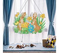 ZOYIEP Kit Diamond Painting 5D per pittura con diamanti, con corona di Pasqua, set con catena sospesa, quadro da parete e decorazione per l'ingresso (B)