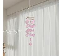 ZOYIEP Scacciapensieri in stile boho, con conchiglia, acchiappasogni, lunghezza 43 cm, colore bianco, scacciapensieri retrò Capiz, conchiglie a vento (rosa)