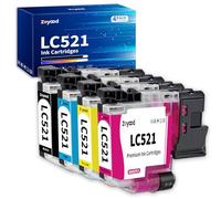 Zoyood LC521 Cartucce d'inchiostro per Brother LC521VAL Cartucce LC -521 LC521BK LC521C LC521M LC521Y Compatibile con Brother DCP-J1310DW DCP-J1360DW DCP-J1460DW DCP-J1313DW DCP-J1260W, 4-Pack