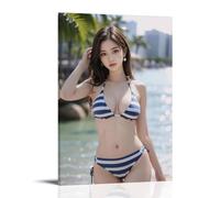 ZOZO HOUSE Asian Model Girl in Bikini Standing on The Seaside Quadro 30 x 45 cm